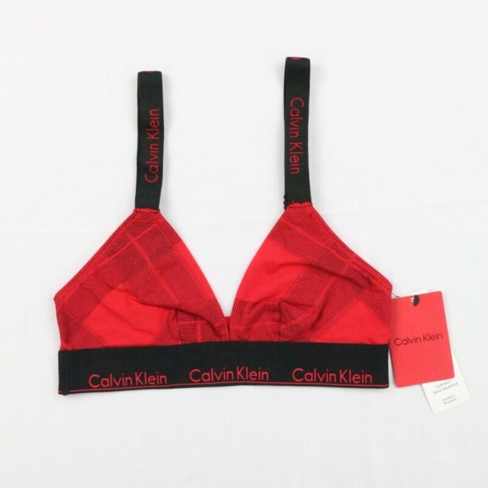 Calvin Klein Red and Black Sporty Triangle Bralette